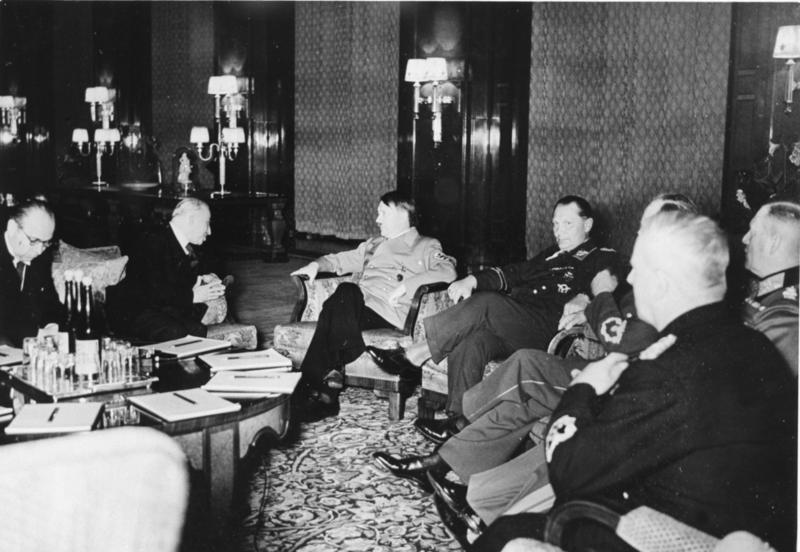 Adolf Hitler in conversation with Emil Hácha in Berlin